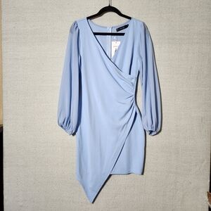 Zesica Size Small Chic Asymmetrical Wrap Stule Light Blue Dress New With Tags